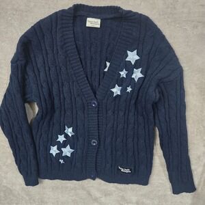 Taylor Swift Midnights Cardigan Navy Blue Stars Cozy Sweater Size XL / 2XL‎